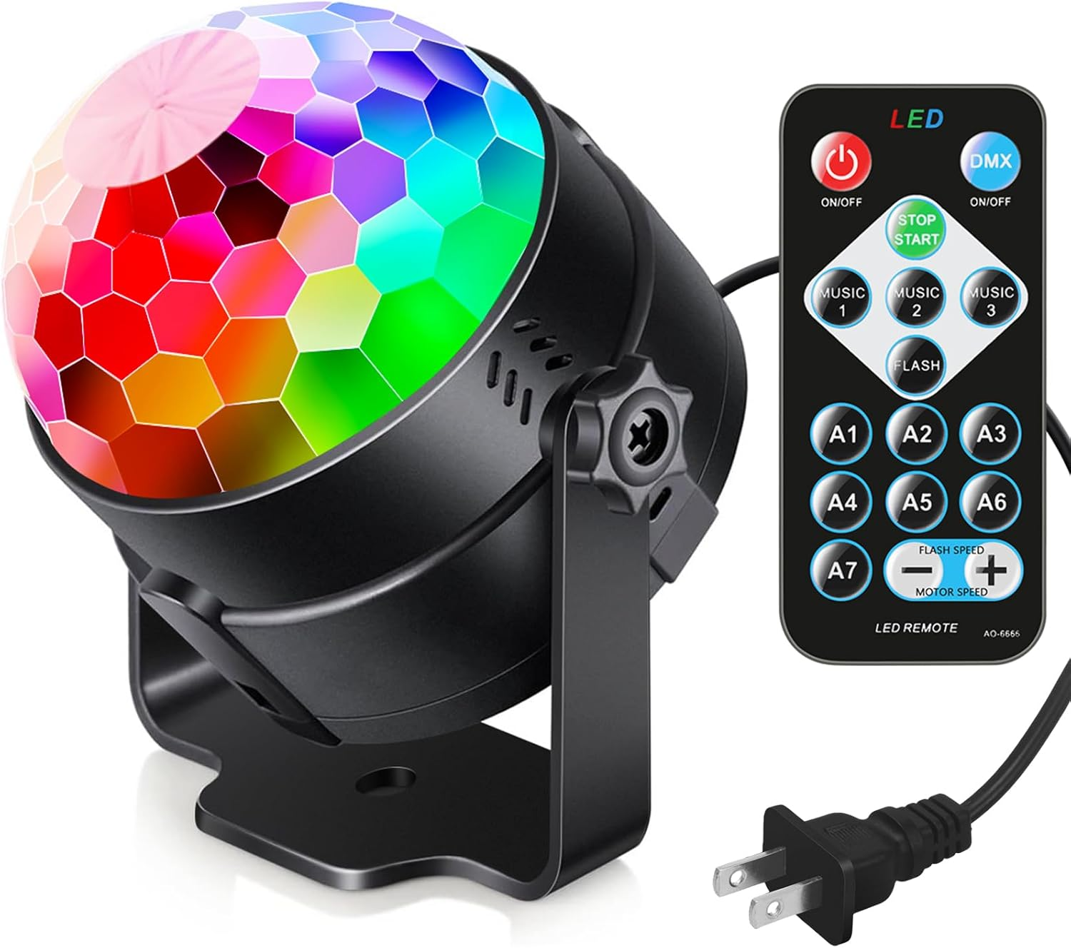 Sound Activated Party Lights with Remote DJ Lighting, Disco Ball Strobe Stage Light for Home Room Dance Parties Birthday Karaoke Stocking Stuffers New Years Eve Halloween Christmas Decorations