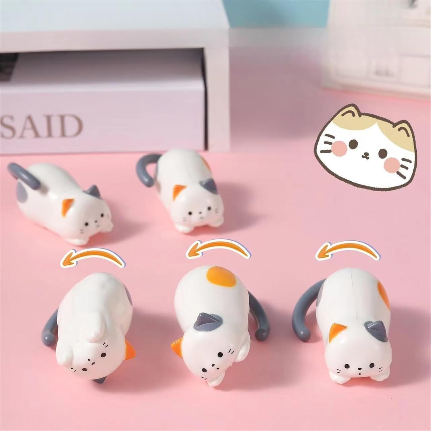 Rolling Cat, Creative Clockwork Kitten Movable Toy, Clockwork Tumbling Kitten Manual Winding Stress Relief Toy, Windup Kitten Stress Relief Toys for Adults Children Kids(6 Pcs)