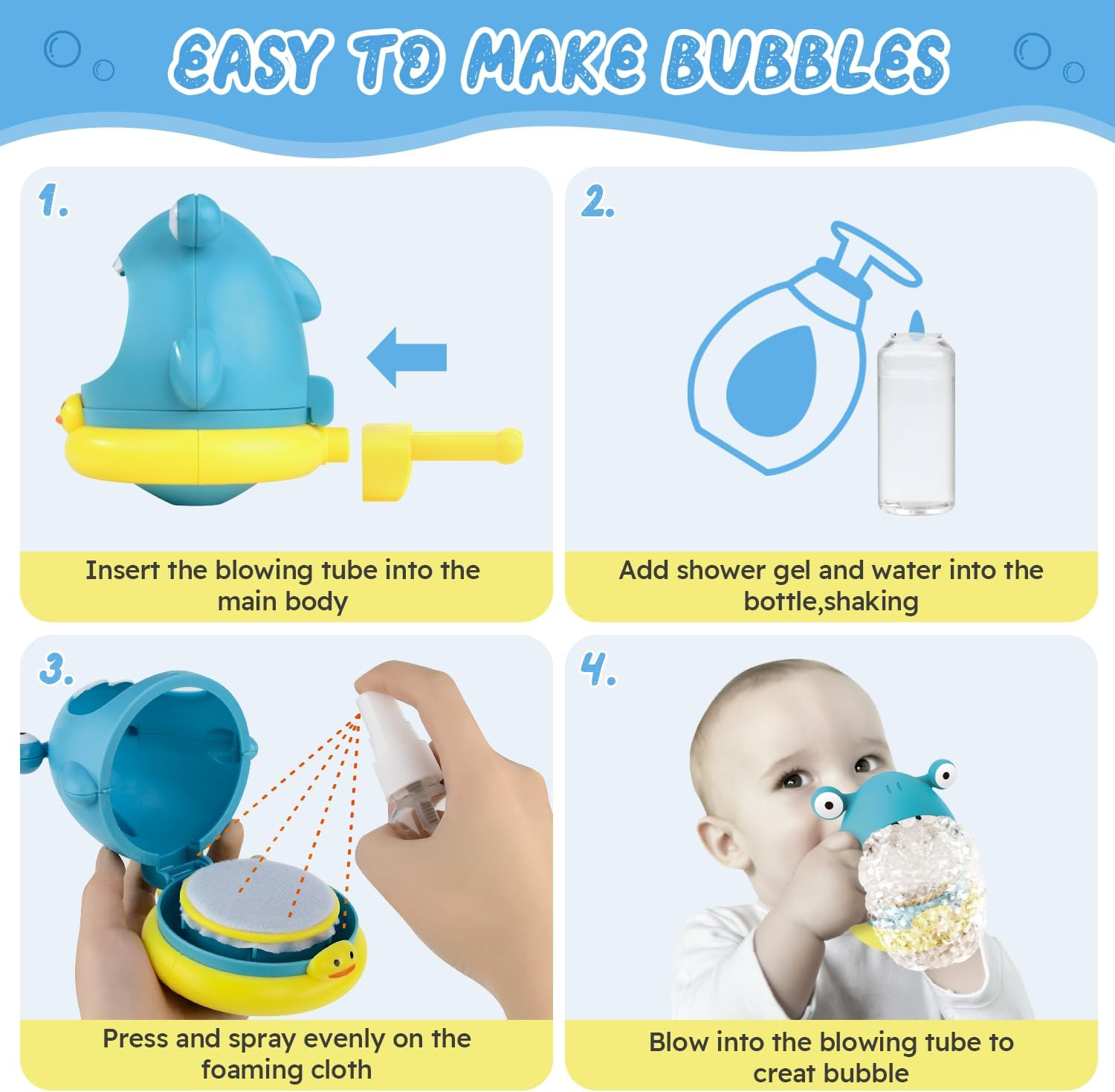 Shark Bubble Maker Manual Bubble Bath for Hand Crank Design Interactive Ocean Themed Bathing Fun