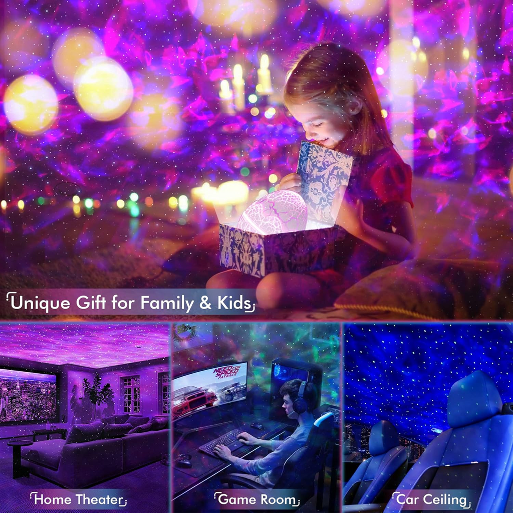 Galaxy Projector, Star Projector for Bedroom, Night Lights for Kids Room with White Noise, Bluetooth Speaker, Timer and Remote, Room Decor, Gifts for Girls, Boys, Adults, Christmas, Birthday
